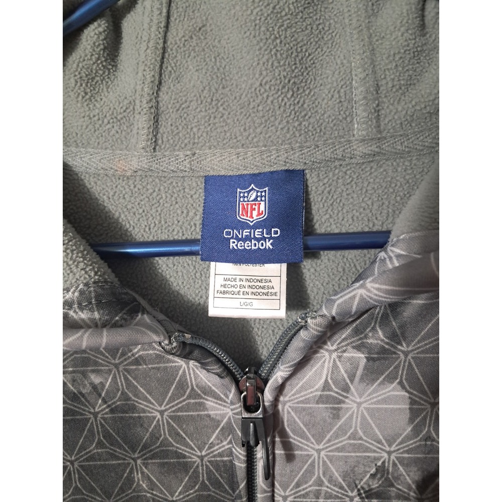 Chicago Bears Reebok Full Zip Hoodie Mens L Grey NFL Onfield Geometric Pattern - Picture 6 of 13
